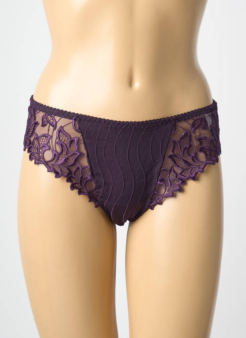 Tanga effet matière satinée violet PRIMA DONNA femme