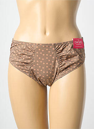 Tanga tissage satiné marron PRIMA DONNA femme