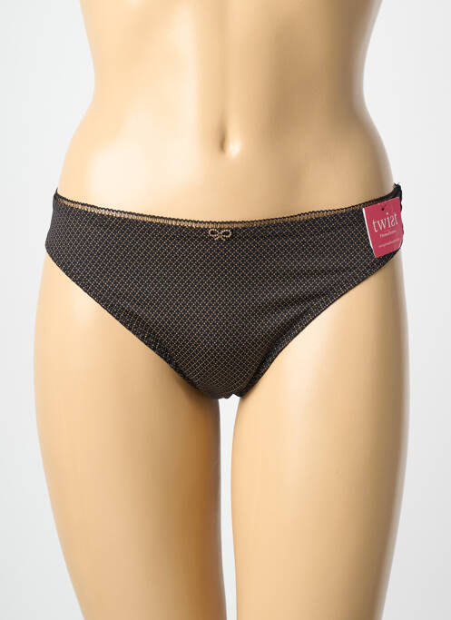 Tanga effet matière satinée noir PRIMA DONNA femme