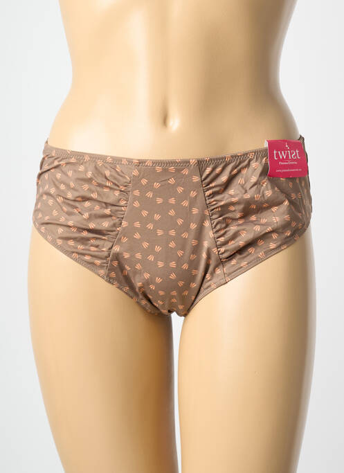 Tanga tissage satiné marron PRIMA DONNA femme