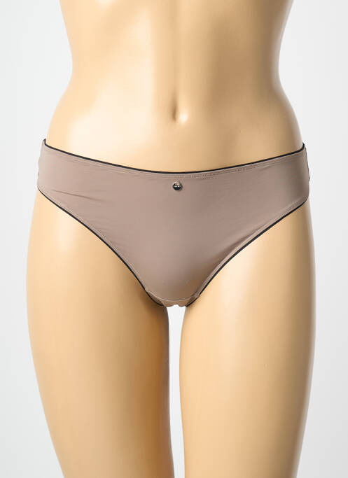 Tanga micro fibres marron !OHO! femme