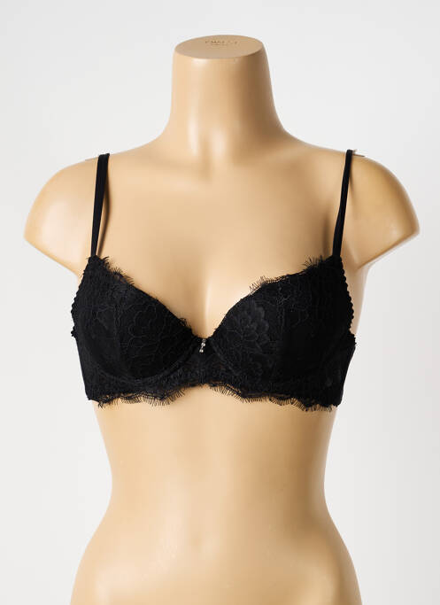Soutien-gorge tissage dentelle haut soutien-gorge moulé noir PIEGE femme