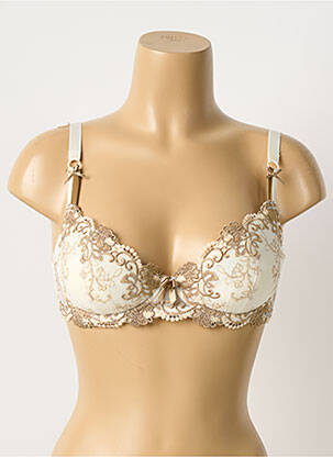 Soutien-gorge effet matière satinée haut soutien-gorge avec mousse de rembourrage amovible beige MILLESIA femme
