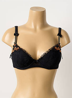 Soutien-gorge tissage dentelle haut soutien-gorge avec mousse de rembourrage amovible noir MILLESIA femme