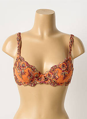 Soutien-gorge broderie haut soutien-gorge avec mousse de rembourrage amovible orange MILLESIA femme