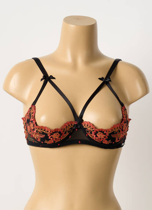 Soutien-gorge effet matière satinée haut soutien-gorge balconnet noir MILLESIA femme