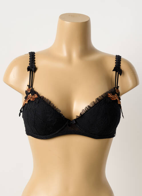 Soutien-gorge tissage dentelle haut soutien-gorge avec mousse de rembourrage amovible noir MILLESIA femme