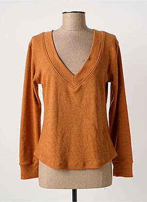 Pull coupe cintrée manches longues orange CLOUD'S femme