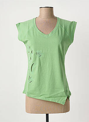 T-shirt stretch manches courtes vert CLOUD'S femme