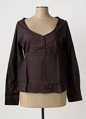 Blouse poignets boutonnés avec fente manches longues marron CLOUD'S femme