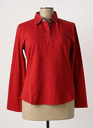 Polo broderie manches longues rouge COMPTOIR DU RUGBY femme