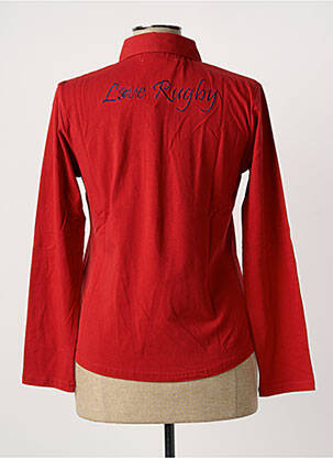 Polo broderie manches longues rouge COMPTOIR DU RUGBY femme