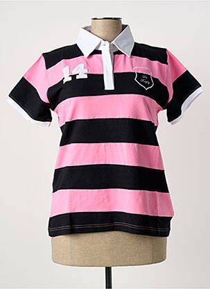 Polo imprimé rayures manches courtes rose COMPTOIR DU RUGBY femme