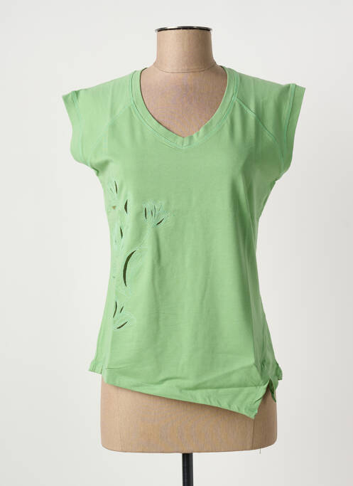 T-shirt stretch manches courtes vert CLOUD'S femme