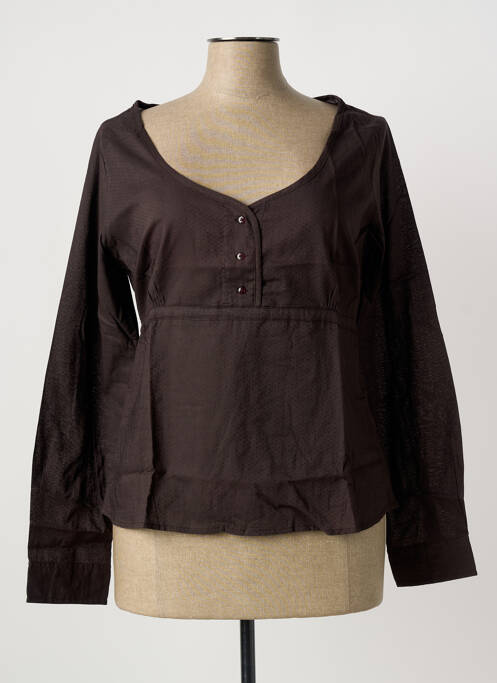Blouse tissage popeline manches longues marron CLOUD'S femme