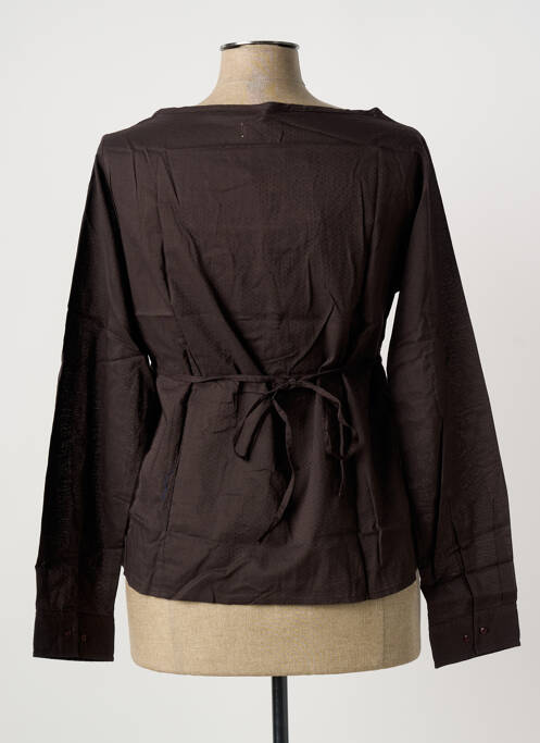 Blouse tissage popeline manches longues marron CLOUD'S femme