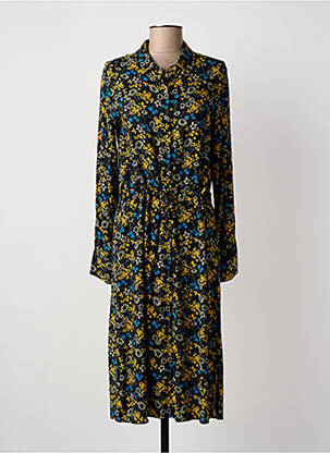 Robe mi-longue imprimé fleurs manches longues noir ÉTYMOLOGIE femme