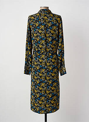 Robe mi-longue imprimé fleurs manches longues noir ÉTYMOLOGIE femme