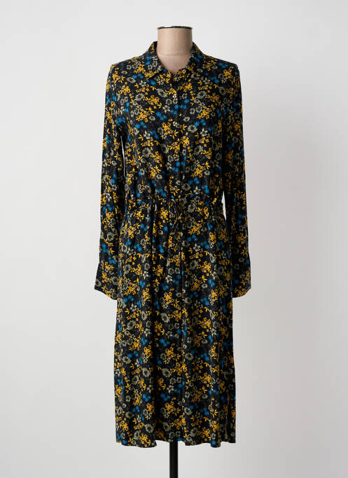 Robe mi-longue imprimé fleurs manches longues noir ÉTYMOLOGIE femme