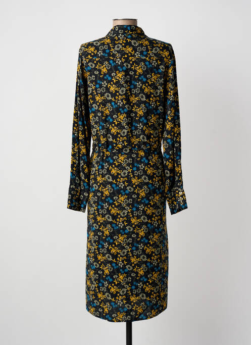 Robe mi-longue imprimé fleurs manches longues noir ÉTYMOLOGIE femme