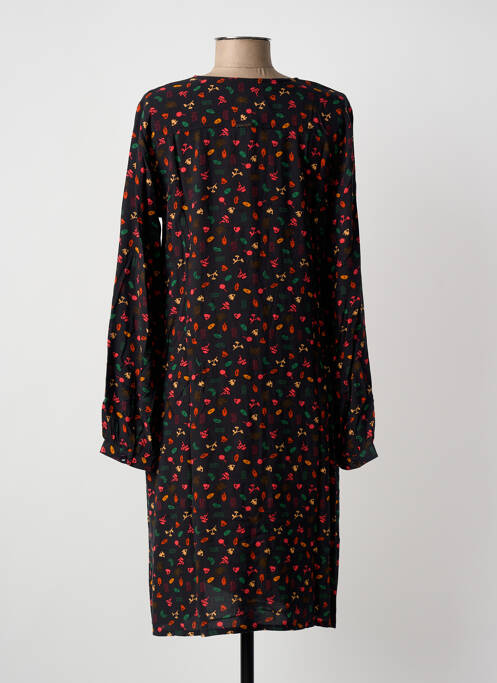 Robe mi-longue imprimé fantaisie manches longues noir AGATHE & LOUISE femme