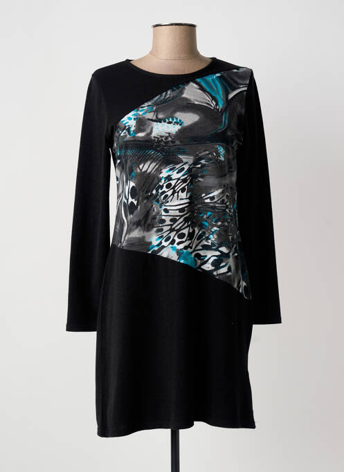Robe courte manches longues manches longues noir MARBLE femme