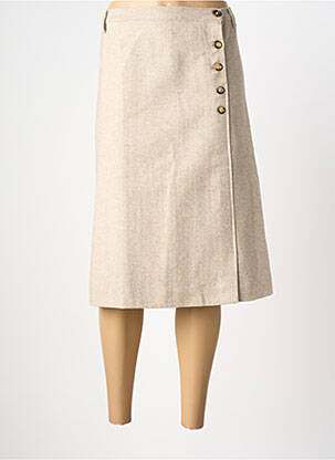 Jupe mi-longue coupe droite beige AGATHE & LOUISE femme