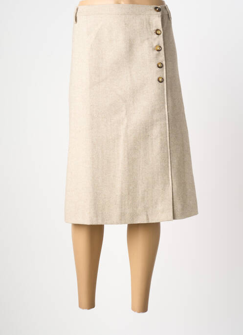 Jupe mi-longue coupe droite beige AGATHE & LOUISE femme
