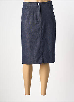 Jupe mi-longue coupe droite bleu GRIFFON femme