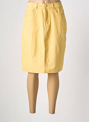 Jupe mi-longue coupe droite jaune GRIFFON femme