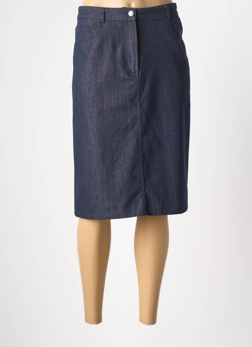 Jupe mi-longue coupe droite bleu GRIFFON femme