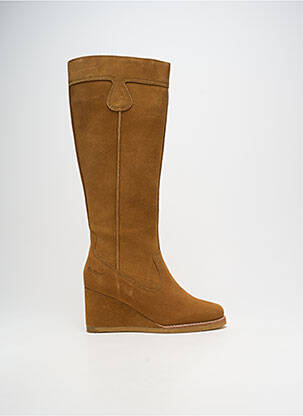 Bottes nubuck talon de 7 à 9cm marron KICKERS femme