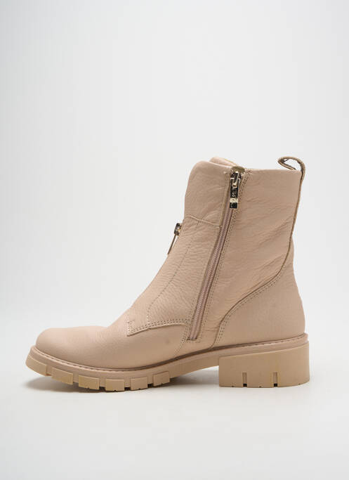 Bottines/boots matière lisse talon plat jusqu'à 3cm beige ARA femme