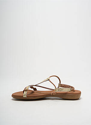 Tongs impression talon plat jusqu'à 3cm marron PAULA URBAN femme
