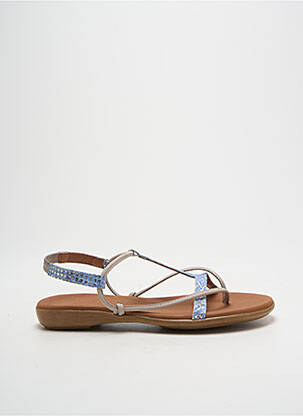 Tongs impression talon plat jusqu'à 3cm bleu PAULA URBAN femme