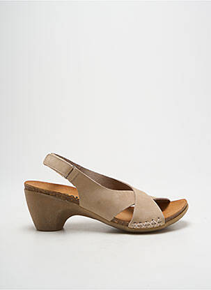 Sandales/nu pieds bout ouvert talon de 4 à 6cm beige CHACAL femme