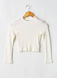 Pull tissage côtelé manches longues blanc TIFFOSI fille