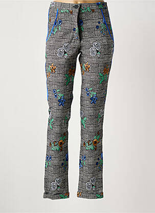 Pantalon chino fermeture zippée sous rabat boutonné taille normale bleu IL QUARTO STILE femme