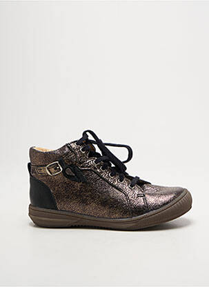 Baskets tissage satiné bout rond marron BABYBOTTE fille