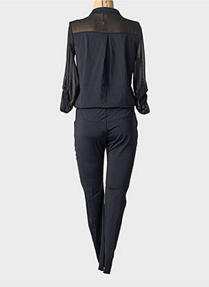 Combi-pantalon fermeture boutonnée sur le devant manches 3/4 noir HBT femme