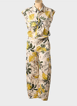 Combi-pantalon fermeture boutonnée sur le devant manches courtes jaune PLEASE femme
