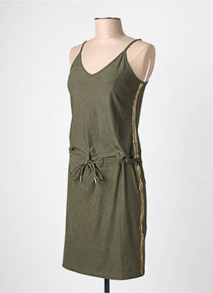 Robe courte coupe cintrée fines bretelles vert HBT femme