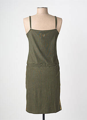 Robe courte coupe cintrée fines bretelles vert HBT femme