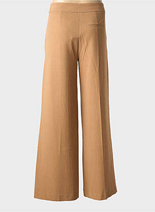 Pantalon large tissage crêpe taille haute marron B.YOUNG femme