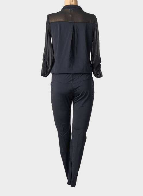 Combi-pantalon fermeture boutonnée sur le devant manches 3/4 noir HBT femme