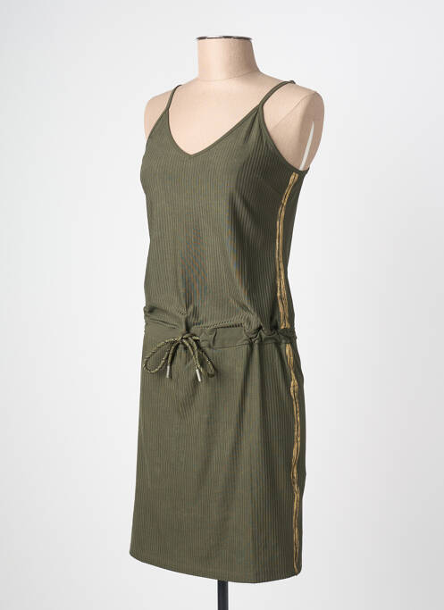 Robe courte coupe cintrée fines bretelles vert HBT femme