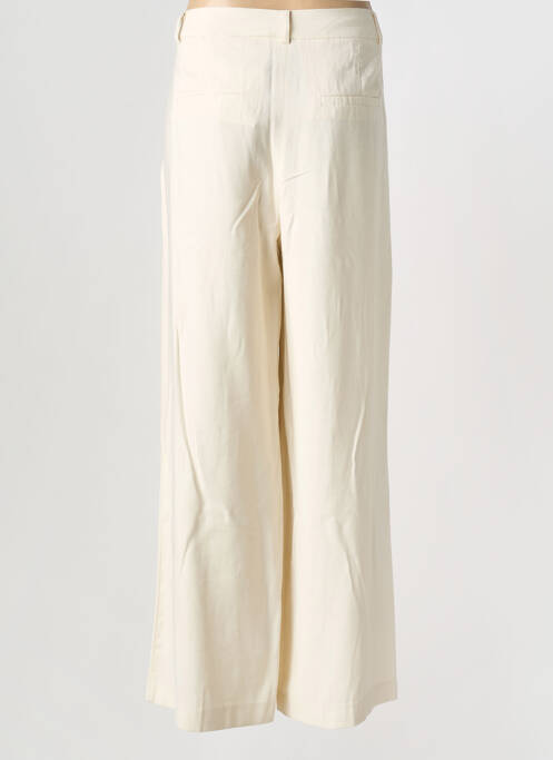 Pantalon large fermeture zippée sous rabat boutonné taille haute beige B.YOUNG femme