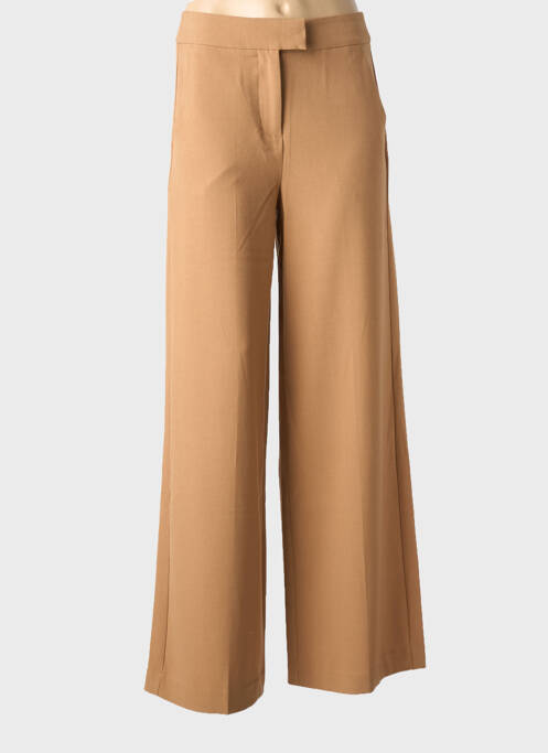 Pantalon large tissage crêpe taille haute marron B.YOUNG femme