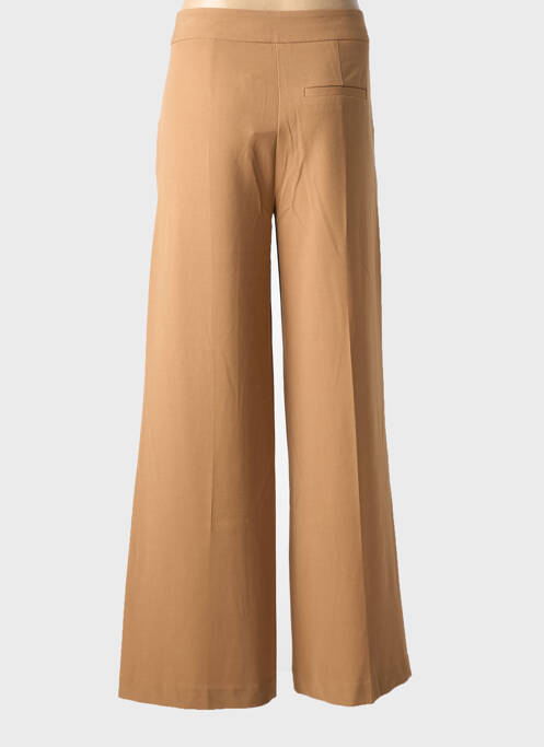 Pantalon large tissage crêpe taille haute marron B.YOUNG femme