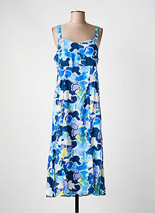 Robe longue imprimé fleurs fines bretelles bleu B.YOUNG femme